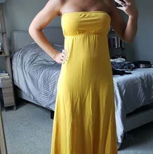 Yellow Strapless Maxi Dress